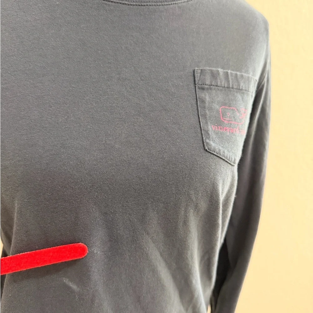 Vineyard Vines Youth Navy Long Sleeve Tee| Pink Logo Details | Preppy Coastal